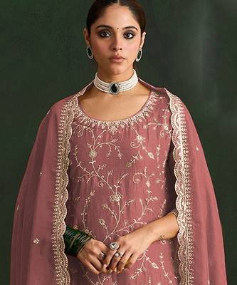 Gajari embroidered vichitra silk salwar suit 2