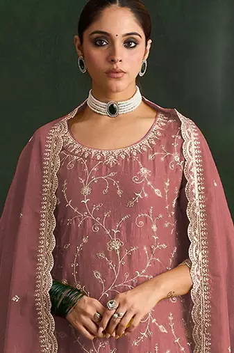Gajari embroidered vichitra silk salwar suit