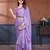 Lavender lycra dudrop polka dot lace embroiderd saree with matching blouse piece