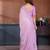 Pink lycra dudrop polka dot lace embroiderd saree with matching blouse piece