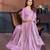 Pink lycra dudrop polka dot lace embroiderd saree with matching blouse piece