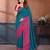 Teal vichitra silk bandhani patta stone work saree with contrast blouse piece