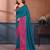 Teal vichitra silk bandhani patta stone work saree with contrast blouse piece