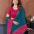Teal vichitra silk bandhani patta stone work saree with contrast blouse piece