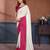 White vichitra silk bandhani patta stone work saree with contrast blouse piece