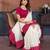 White vichitra silk bandhani patta stone work saree with contrast blouse piece