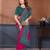 Pink vichitra silk bandhani patta stone work saree with contrast blouse piece