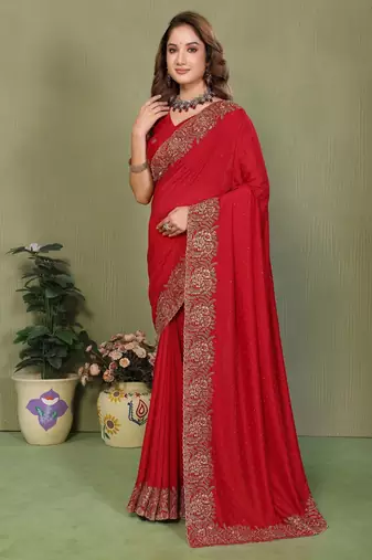Teal vichitra silk bandhani patta stone work saree with contrast blouse piece