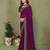 Purple vichitra silk embroiderd border work saree with contrast blouse piece