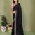 Black vichitra silk embroiderd border work saree with contrast blouse piece