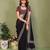 Black vichitra silk embroiderd border work saree with contrast blouse piece