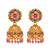 Aadita Traditional Gold-Tone Kundan Jhumka Earrings with Pink and Green Stones