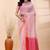 White handloom cotton saree with pink and orange fine striped weave and traditional border