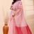 White handloom cotton saree with pink and orange fine striped weave and traditional border