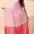 White handloom cotton saree with pink and orange fine striped weave and traditional border