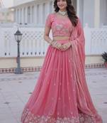 Womens New  Fendi Silk With Heavy Sequins & Zari Thread Embroidered work Lehenga Choli