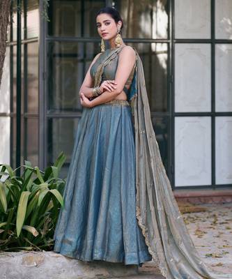  Ready Fendi Fabric Sequins Embroidered Lehenga Choli 2
