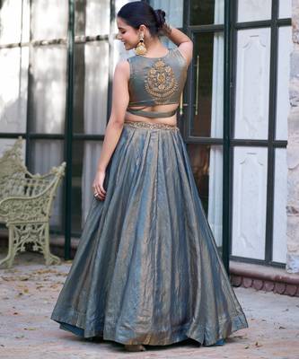  Ready Fendi Fabric Sequins Embroidered Lehenga Choli 3
