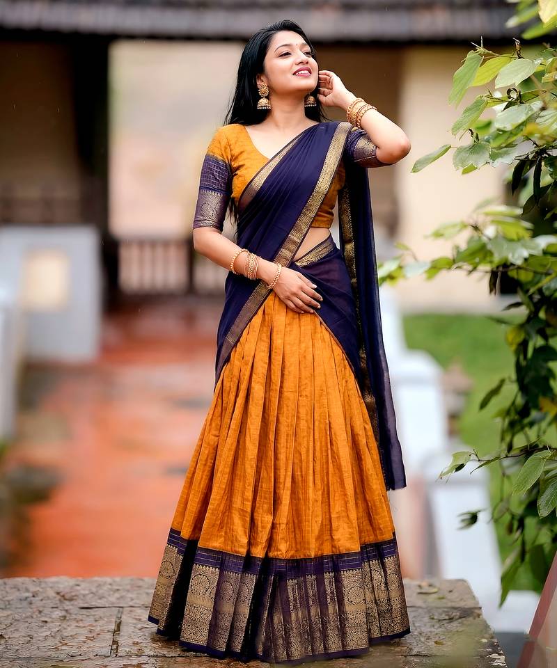 South Style Pattu Zari Woven Dola Silk Lehenga Choli