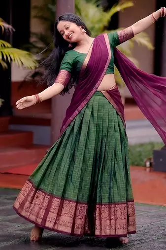 South Style Pattu Zari Woven Dola Silk Lehenga Choli