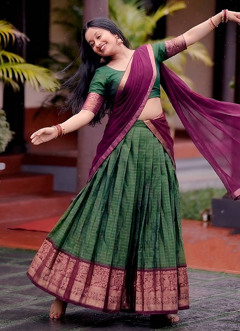 South Style Pattu Zari Woven Dola Silk Lehenga Choli