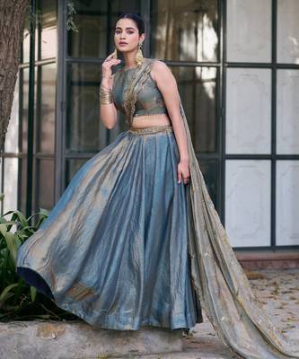  Ready Fendi Fabric Sequins Embroidered Lehenga Choli 4