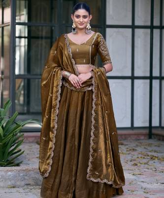  Ready Fendi Fabric Sequins Embroidered Lehenga Choli 1