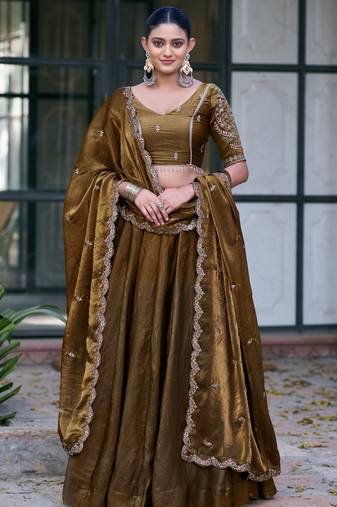 Festive Ready Fendi Fabric Sequins Embroidered Lehenga Choli