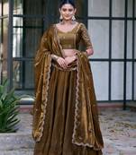  Ready Fendi Fabric Sequins Embroidered Lehenga Choli