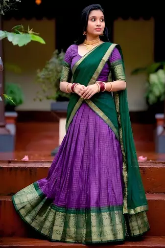 South Style Pattu Zari Woven Dola Silk Lehenga Choli