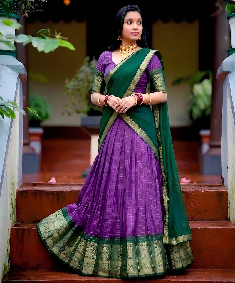 South Style Pattu Zari Woven Dola Silk Lehenga Choli
