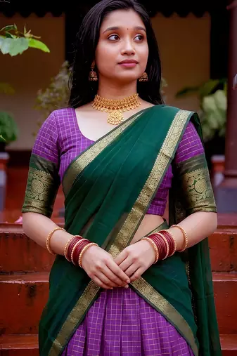 South Style Pattu Zari Woven Dola Silk Lehenga Choli