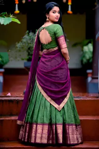 South Style Pattu Zari Woven Dola Silk Lehenga Choli