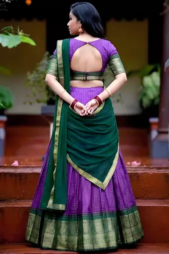 South Style Pattu Zari Woven Dola Silk Lehenga Choli