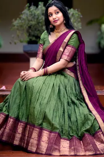 South Style Pattu Zari Woven Dola Silk Lehenga Choli