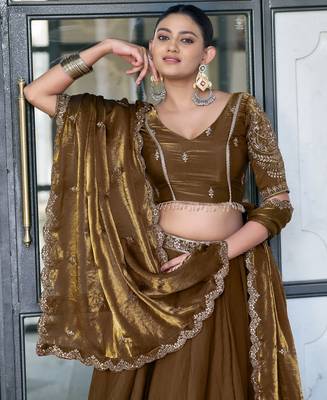  Ready Fendi Fabric Sequins Embroidered Lehenga Choli 4
