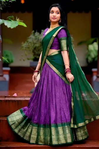 South Style Pattu Zari Woven Dola Silk Lehenga Choli