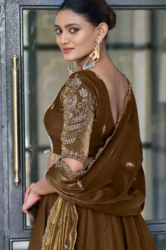  Ready Fendi Fabric Sequins Embroidered Lehenga Choli