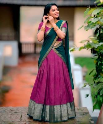 South Style Pattu Zari Woven Dola Silk Lehenga Choli 1