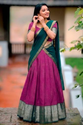 South Style Pattu Zari Woven Dola Silk Lehenga Choli