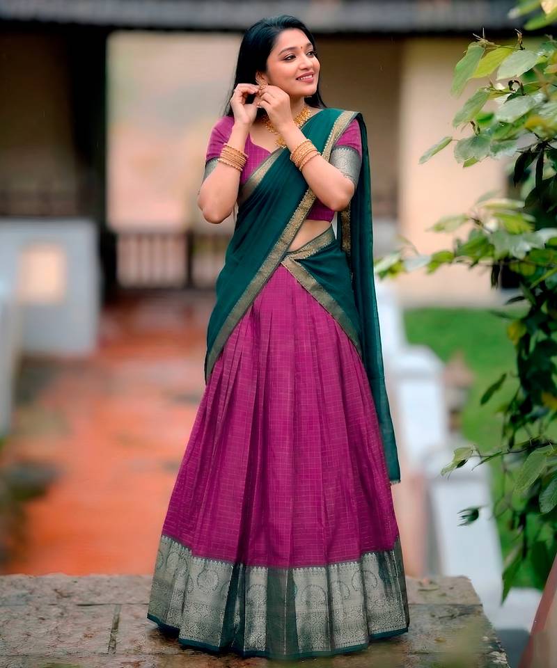 South Style Pattu Zari Woven Dola Silk Lehenga Choli