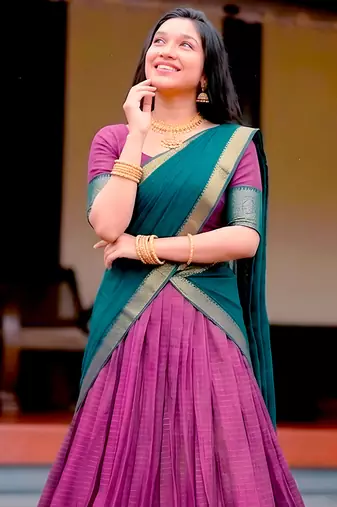 South Style Pattu Zari Woven Dola Silk Lehenga Choli