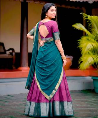 South Style Pattu Zari Woven Dola Silk Lehenga Choli 3
