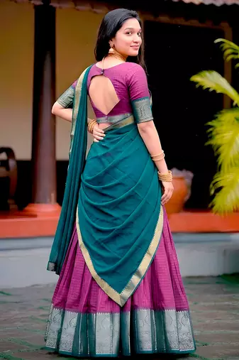 South Style Pattu Zari Woven Dola Silk Lehenga Choli