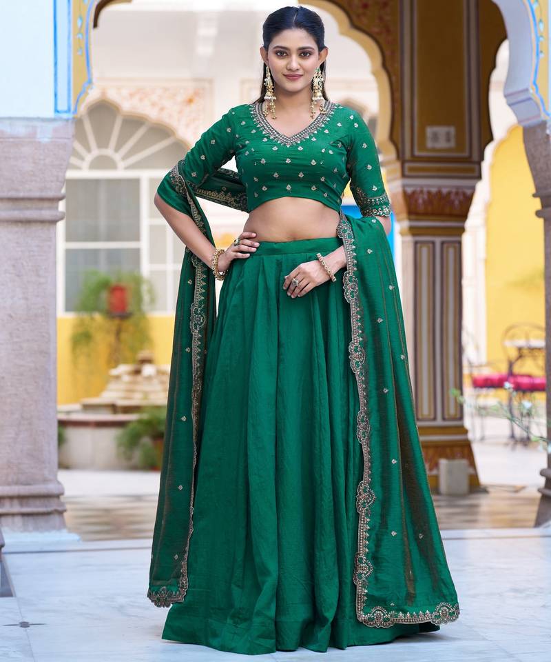 Silk bridesmaids Lehenga Choli with Sequins & Zari-Thread Work