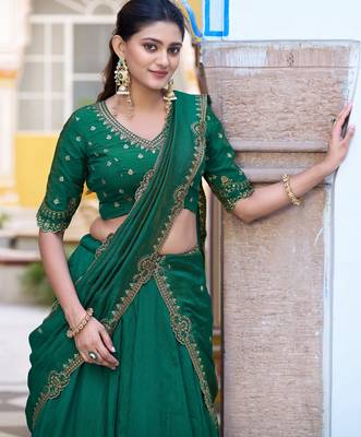Silk bridesmaids Lehenga Choli with Sequins & Zari Thread Work 2
