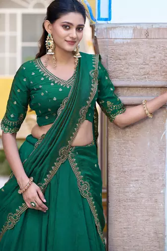 Silk bridesmaids Lehenga Choli with Sequins & Zari Thread Work
