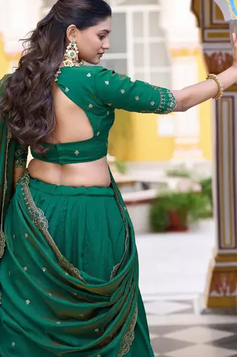 Silk bridesmaids Lehenga Choli with Sequins & Zari Thread Work