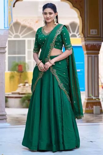 Silk bridesmaids Lehenga Choli with Sequins & Zari Thread Work