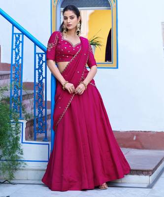 Silk bridesmaids Lehenga Choli with Sequins & Zari Thread Work 1